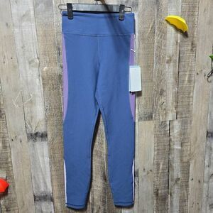 Calme Johnny Was Blue and Purple Color Block Athletic Leggings NWT